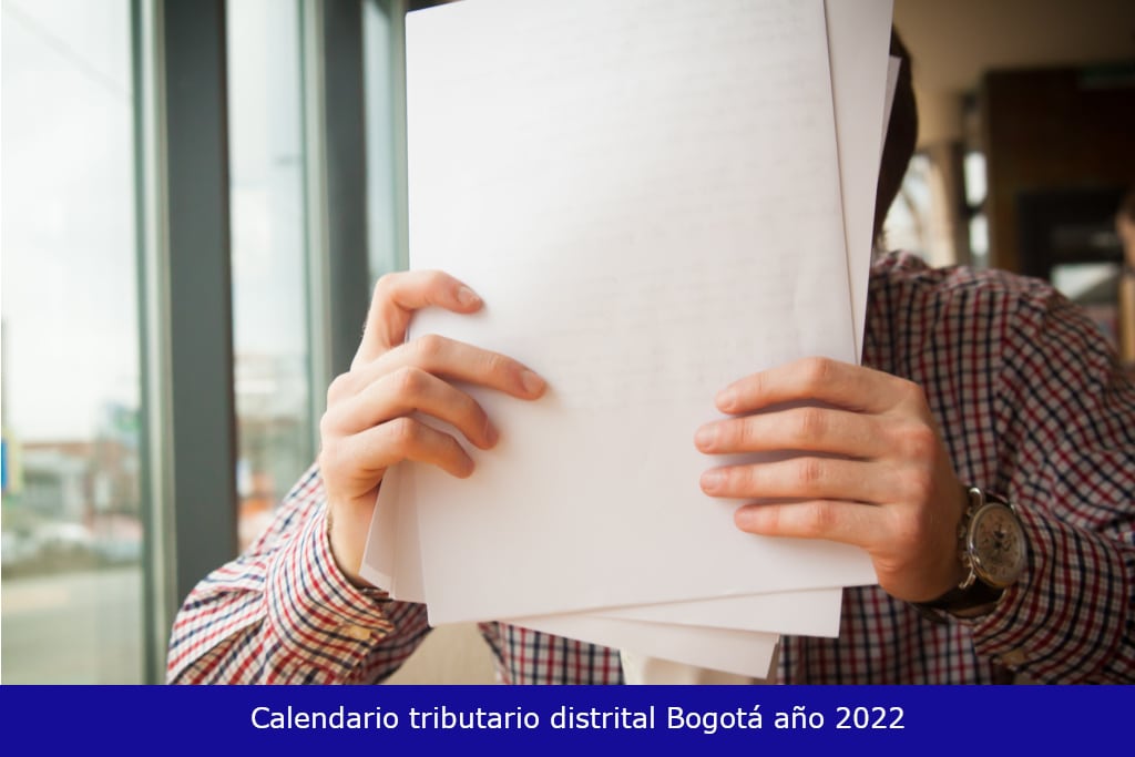 Calendario tributario distrital de Bogotá año 2022